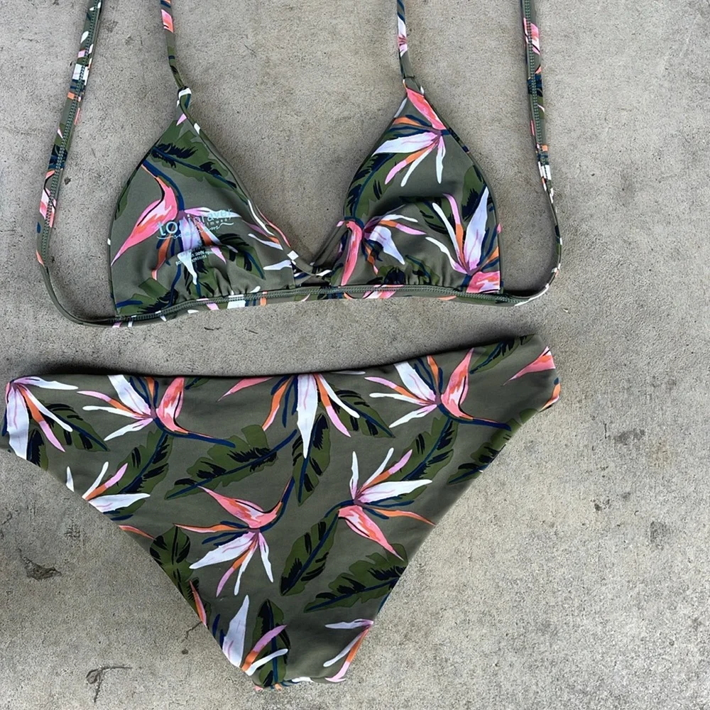 Tori Praver Swimwear Seafoam Tropical Print Bikini Set Small Top Medium Bottom - Picture 5 of 5